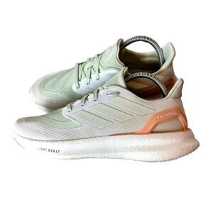 adidas Women's Pureboost 5 Linen Green Powder Coral Running Shoes Women’s 8.5